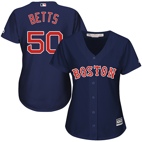 Red Sox #50 Mookie Betts Navy Blue Alternate Women's Stitched MLB Jersey